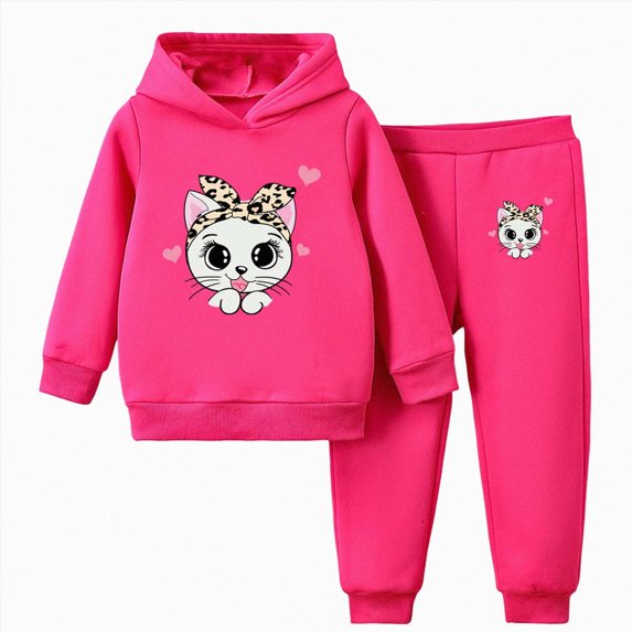 Wonitaaizi Toddler Baby Boy Girl Clothes with Pockets 2PC Long Sleeve Sweatshirt and Pants Infant Fall Winter Outfit (4-5 Years,Hot Pink)