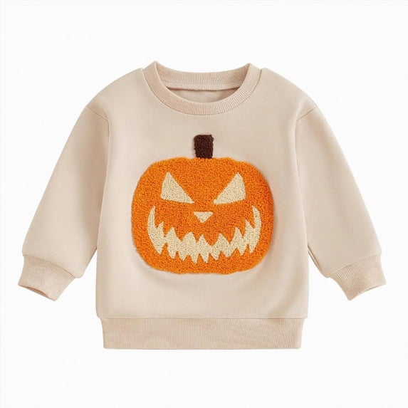 Wonitaaizi Toddler Baby Boy Halloween Sweatshirt Long Sleeve Letter Print Shirt Pullover Sweater Top Fall Winter Clothes (2-3 Years,Beige)