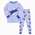 thumbnail image 1 of Wonitaaizi Toddler Boys Shark Pajamas Sets Pjs 2 Piece Long Sleeve Sleepwear Kids Clothes Sets (6-7 Years,Blue), 1 of 7