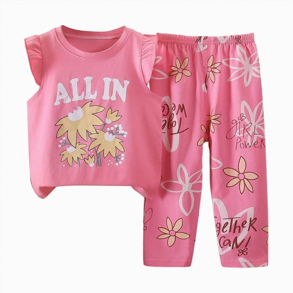 Wonitaaizi Toddler Girls Clothes Long Sleeve Sweatshirt + Pants 2pcs Outfits Set(5-6 Years,Pink)