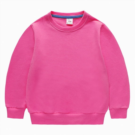 Wonitaaizi Toddler Kids Baby Girl Long Sleeve Sweatshirt Casual Pullover Infant Crewneck Sport Tops (6-12 Months,Hot Pink)