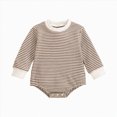 thumbnail image 1 of Wonitaaizi Unisex Baby Boy Girl Romper Newborn Infant Onesie Clothes Long Sleeve Oversized Romper Bodysuit Top(6-12 Months,Brown), 1 of 7
