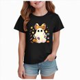 thumbnail image 1 of Wonitaaizi Unisex Cute Spooky Ghost Summer Halloween in Summer Kids Girls T-Shirt Black for Size 5-6 Years, 1 of 7