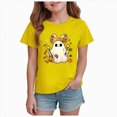 thumbnail image 1 of Wonitaaizi Unisex Cute Spooky Ghost Summer Halloween in Summer Kids Girls T-Shirt Yellow for Size 11-12 Years, 1 of 7