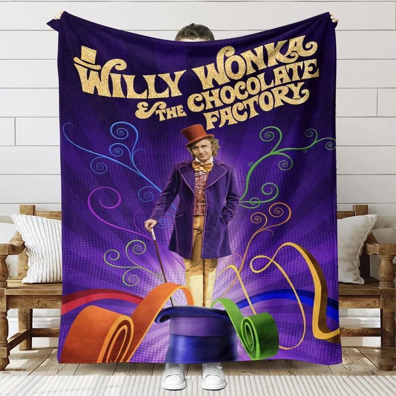 Wonka Anti Pilling Flannel Blanket Gifts for Fans Lover Girls Boys Women Present Hoodie Him Bed 60"x80"