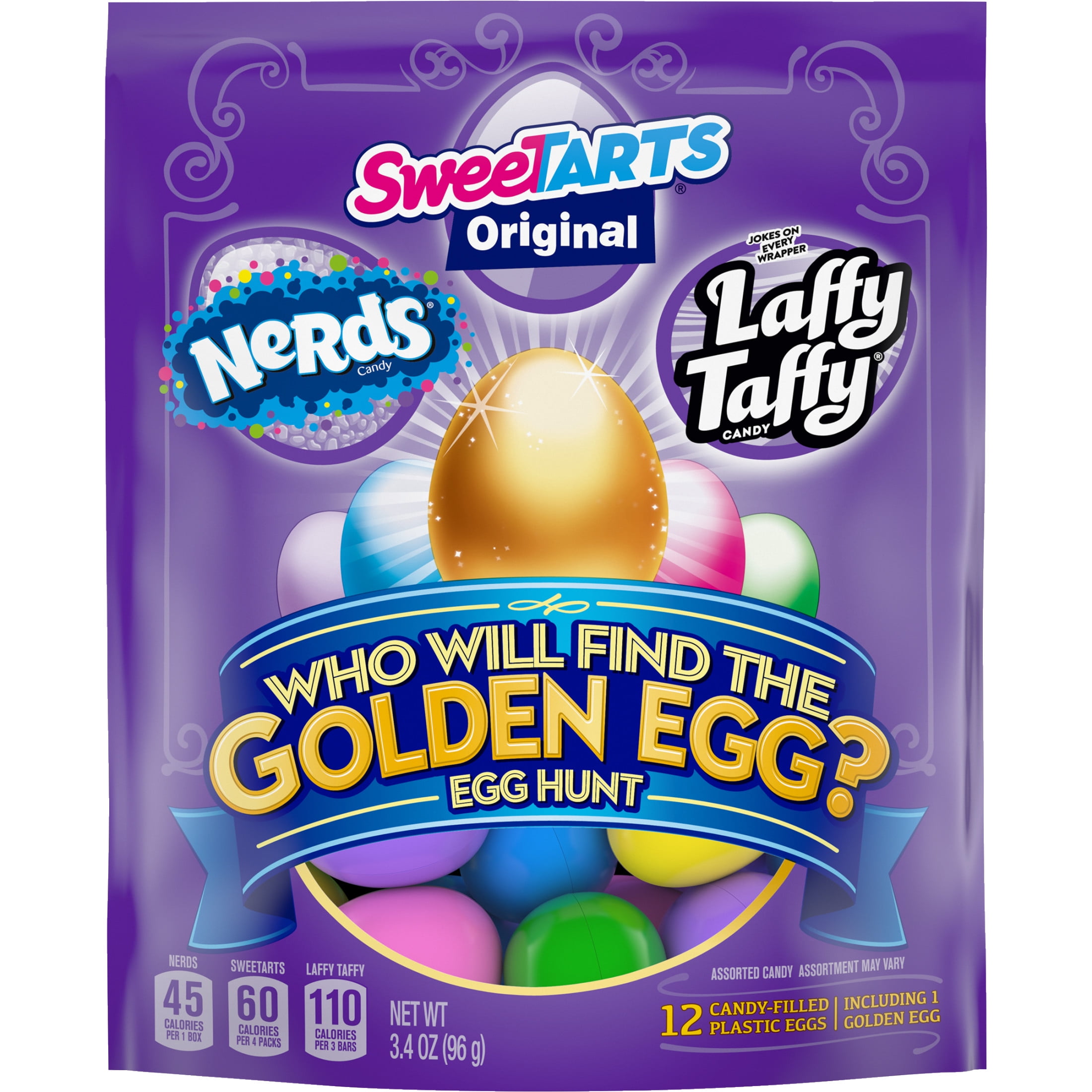 Wonka Golden Egg Plastic Egg Hunt Mix, Candy Variety Pack Prefilled Easter Eggs, Pack of 12