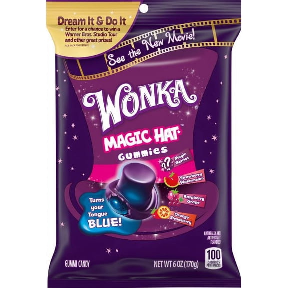 Wonka Magic Hat Gummy Candy, Mixed Fruity Flavor, 6 oz Bag