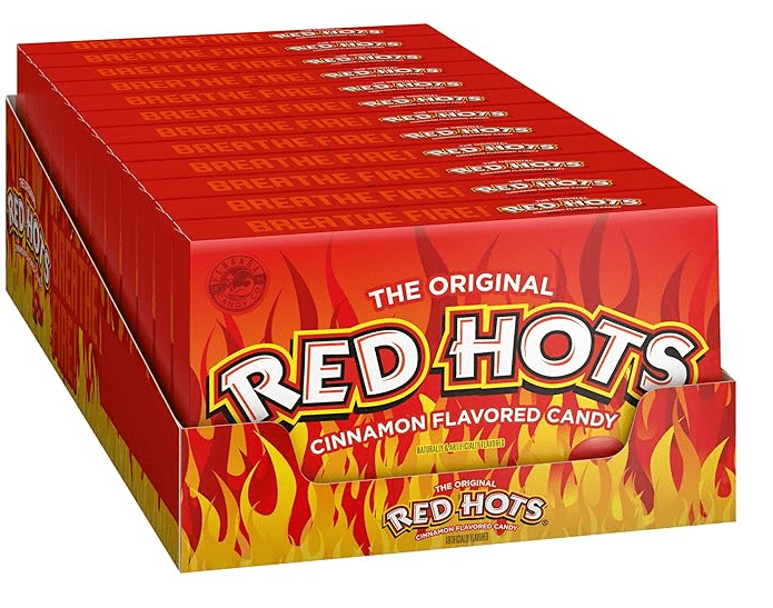 Wonka Red Hots, Cinnamon Flavored Hard Candy, 5.5 Ounce Theater Candy Boxes (Pack of 12)