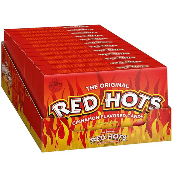 Wonka Red Hots, Cinnamon Flavored Hard Candy, 5.5 Ounce Theater Candy Boxes (Pack of 12)
