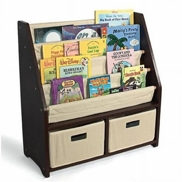 WonkaWoo Kids Sling Wooden Bookshelf for Toddlers and Small Children