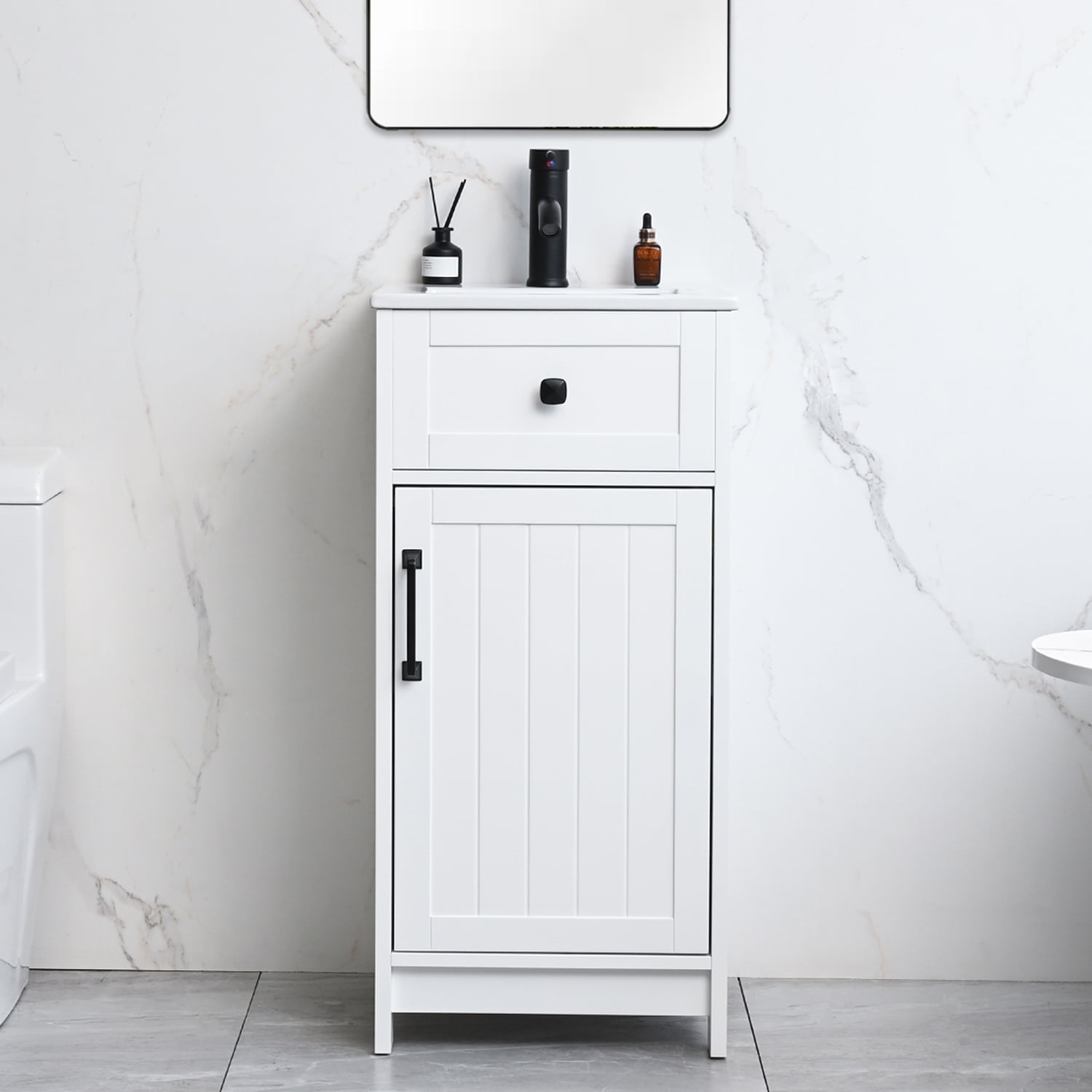 Wonline 16 inch Bathroom Vanity with White Ceramic Sink Combo for Small ...