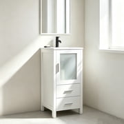 Wonline 16 inch Bathroom Vanity with Ceramic Sink Combo Modern Bathroom Cabinet for Small SpaceWhite
