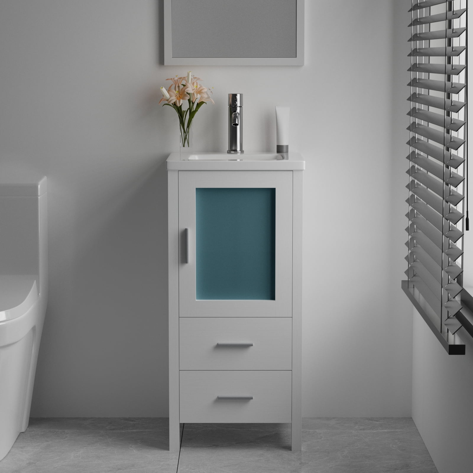 Wonline 16 inch Bathroom Vanity with White Ceramic Sink Combo Modern ...