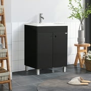Wonline 24" Bathroom Vanity Sink with Top and 2 Soft Closing Doors(Black)