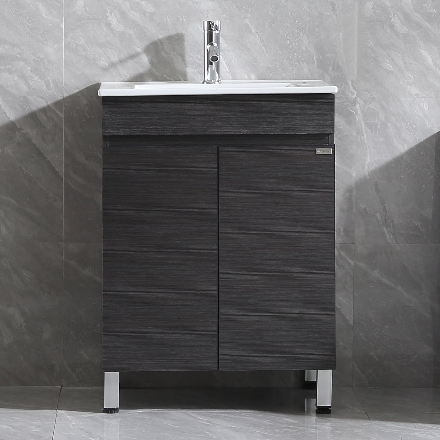 Wonline 24" Black Single Bathroom Vanity Cabinet with Two Layers Vanity Only - Walmart.com