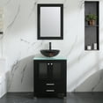 thumbnail image 1 of Wonline 24" Single Bathroom Vanity Cabinet Solid Wood w/ Mirrors Glass Vessel Sink, 1 of 7