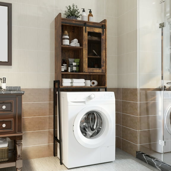 Wonline 3-Tier 24.8" x 11.8" x 70" Over-The-Toilet Storage Rack, Rustic Brown