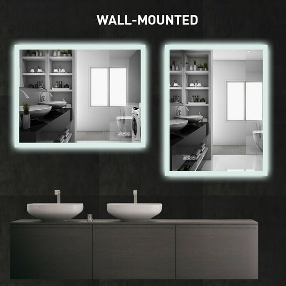 Wonline 35"x27" Anti-Fog Mirror Bathroom LED Smart Touch Makeup Vanity Mirror Dimmable