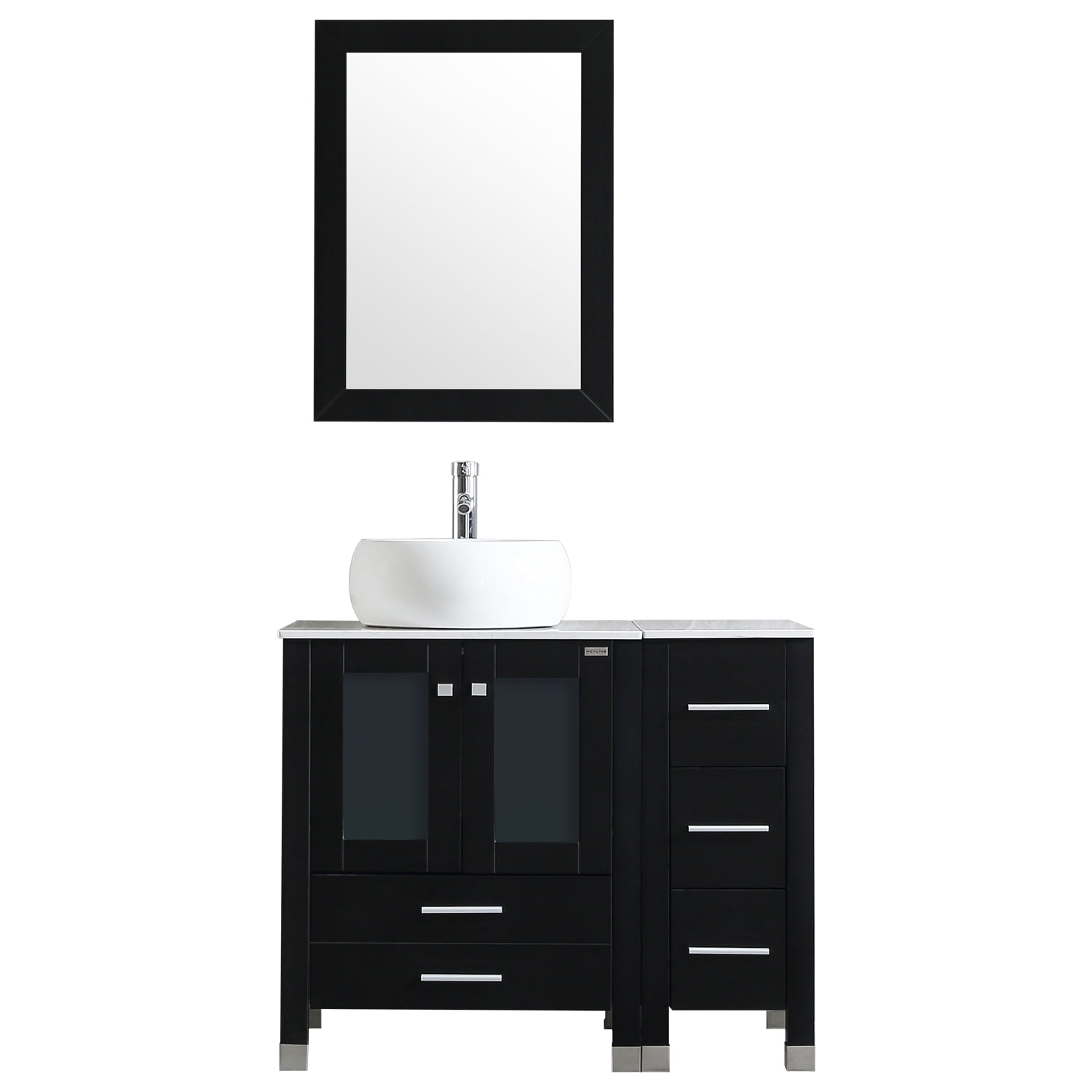 Wonline 36" Single Sink Bathroom Vanity Set with Mirror Black - Walmart.com
