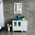 thumbnail image 1 of Wonline 36" White Bathroom Vanity Cabinet Round Vessel Blue Sink Glass Countertop/Mirror, 1 of 6