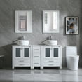 thumbnail image 1 of Wonline 60" Bathroom Vanity Wood Cabinet Double Ceramic Sink w/ Mirror White, 1 of 7