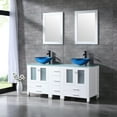 thumbnail image 1 of Wonline 60" Modern White Double Vessel Sink Vanity Cabinet Tempered Glass Top w/Mirror, 1 of 7