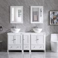 thumbnail image 1 of Wonline 60" White Bathroom Wooden Vanity Cabinet and Ceramic Vessel Sink, Equipped with Chrome Faucet Drain and Mirror Vanities Set, 1 of 7