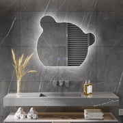 Wonline Bathroom Vanity Mirror for Decor,32" X 27" Frameless Irregular Mirror with LED-Lights