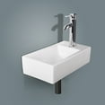 thumbnail image 1 of Wonline Bathroom Wall Mount Rectangle Corner Single Sink White Porcelain Ceramic Vessel Sink & Chrome Faucet Combo without P-Trap, 1 of 9