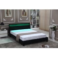 thumbnail image 1 of Full Size Platform Bed Upholstered Bed Frame Bedroom LED Light Headboard with Color Changing LED Light Slats Bed Black, 1 of 7