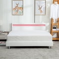 thumbnail image 1 of Wonline Queen Size Upholstered LED lighting Contemporary Platform Bed, White, 1 of 7