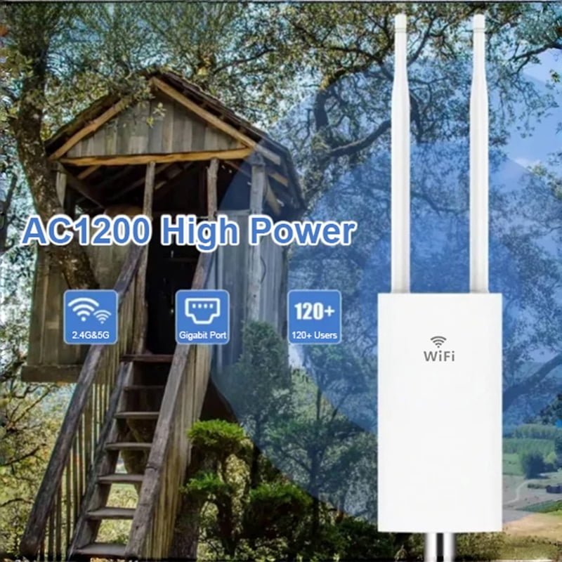 Wonlink Outdoor WiFi Extender Access Point, POE Dual-Band 1200Mbps Gigabit Long-Range WiFi Repeater Signal Booster