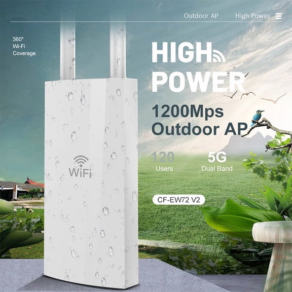 Wonlink Outdoor WiFi Extender Access Point, POE Dual-Band 1200Mbps Gigabit Long-Range WiFi Repeater Signal Booster