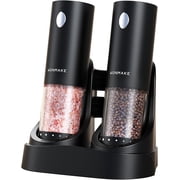 Wonmake Electric Salt and Pepper Grinder Set with Charging Base & LED Light, Adjustable Coarseness