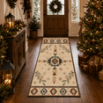 thumbnail image 1 of Wonnitar 2' x 6' Christmas Runner Rug, Washable Holiday Hallway Rug, Beige Southwestern Geometric Christmas Rug Non Slip Low Pile Winter Indoor Carpet for Bedroom Kitchen Entryway, 1 of 1