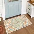 thumbnail image 1 of Wonnitar 2'x3' Bohemian Floral Medallion Area Rug,Oriental Distressed Small Bath Rug Country Vintage Doormat Faux Wool Non-Slip Washable Low-Pile Carpet for Bathroom Kitchen Laundry Room Decor, 1 of 7