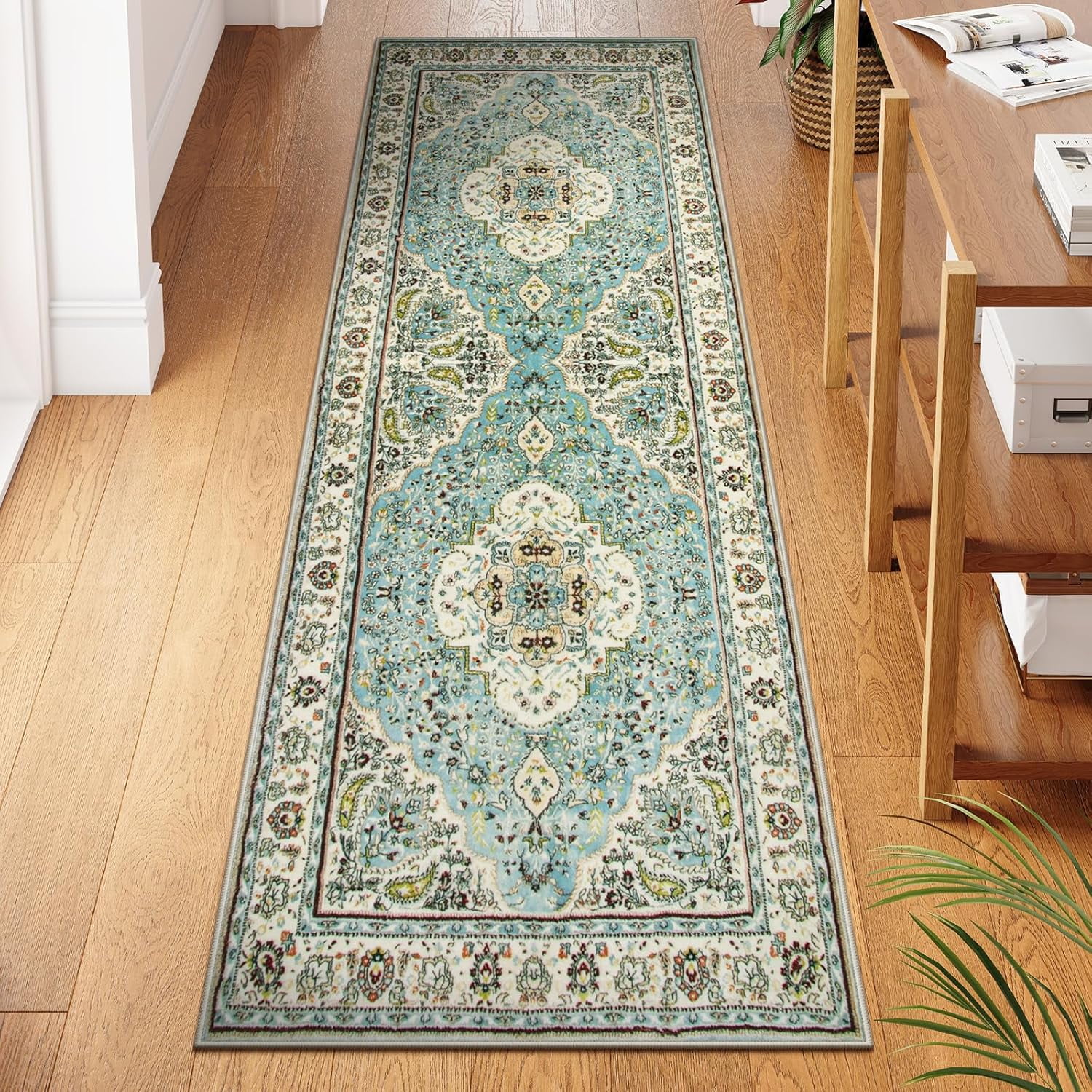 Wonnitar 2'x6' Boho Tribal Runner Rug,Vintage Kitchen Runner Rug, Soft Non Slip Washable Laundry ...