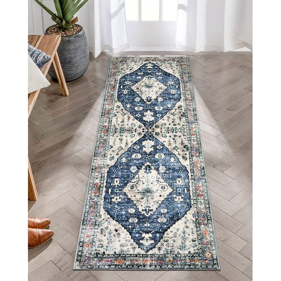 Wonnitar 2'x6' Boho Tribal Runner Rug,Vintage Kitchen Runner Rug, Soft Non Slip Washable Laundry Room Mat Indoor Throw Hallway Floor Carpet Runner for Bathroom Entryway Bedroom
