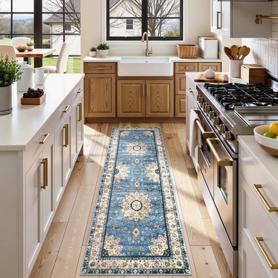 Wonnitar 2'x6' Boho Tribal Runner Rug,Vintage Kitchen Runner Rug, Soft Non Slip Washable Laundry Room Mat Indoor Throw Hallway Floor Carpet Runner for Bathroom Entryway Bedroom