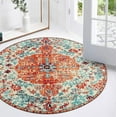 thumbnail image 1 of Wonnitar 3'Round Bohemian Medallion Rug,Oriental Distressed Small Round Area Rug Vintage Washable Entryway Foyer Mat Non-Slip Non-Shedding Low-Pile Sofa Bathroom Carpet, 1 of 6