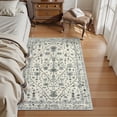 thumbnail image 1 of Wonnitar 3'x5' Boho Tribal Entryway Rug, Washable Area Rug for Kitchen Non Slip Stain Resistant, Low Pile Vintage Oriental Throw Rug for Bedroom Bathroom Laundry Room, Light Gray, 1 of 7