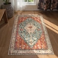 thumbnail image 1 of Wonnitar 3'x5' Boho Entryway Rug, Washable Small Area Rug for Kitchen Non Slip Stain Resistant, Low Pile Vintage Throw Rug for Bedroom Bathroom Laundry Room, Red, 1 of 8