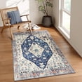 thumbnail image 1 of Wonnitar 3'x5' Boho Tribal Entryway Rug, Washable Area Rug for Kitchen Non Slip Stain Resistant, Low Pile Vintage Coastal Throw Rug for Bedroom Bathroom Laundry Room, Blue, 1 of 7