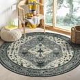 thumbnail image 1 of Wonnitar Boho Tribal Round Rug 4' Washable Area Rug, Non Slip Ultra Soft Vintage Circle Carpet for Living Room Bedroom Kitchen Office Laundry Room, Gray, 1 of 7
