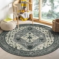 thumbnail image 1 of Wonnitar Boho Tribal Round Rug 4' Washable Area Rug, Non Slip Ultra Soft Vintage Circle Carpet for Living Room Bedroom Kitchen Office Laundry Room, Gray, 1 of 7