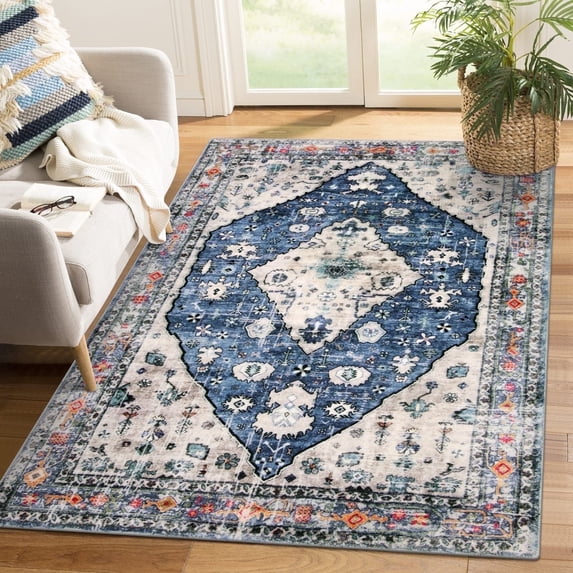 Wonnitar 4'x6' Area Rugs for Living Room Soft Washable Bedroom Rugs Non Slip Indoor Faux Wool Carpet for Camper Entryway Office,Blue