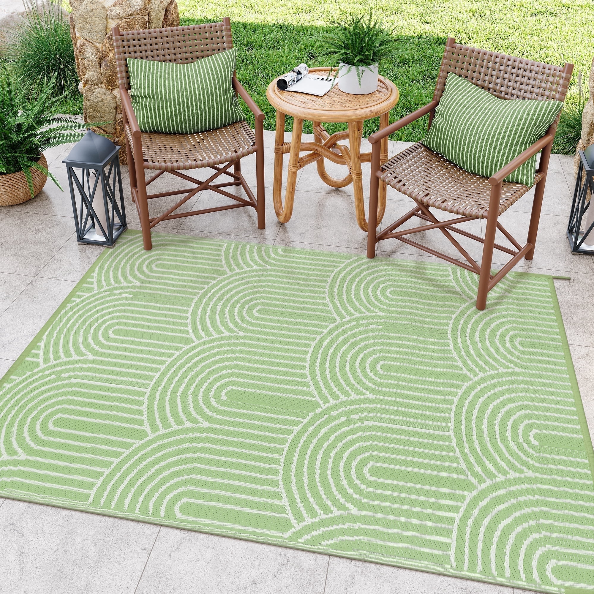 Under Rungs Wonnitar 4'x6' Extra Large Outdoor Rug Patio Waterproof,Reversible ...
