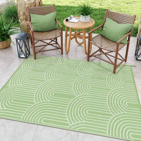 Wonnitar 4'x6' Extra Large Outdoor Rug Patio Waterproof,Reversible Camping Rugs Plastic Straw Rv Rugs for Outside Under Awning,Portable Lightweight 4x6ft Carpet for Backyard,Green