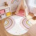 thumbnail image 1 of Wonnitar 4ft Round Rainbow Kids Rug - Colorful Circular Play Mat for Nursery & Playroom, Machine Washable Non-Slip Soft Carpet for Classroom, Teepee, Castle, 1 of 9