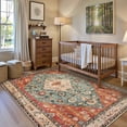 thumbnail image 1 of Wonnitar 4x6 Boho Area Rug Washable Bedroom Rug Soft Non Slip Non-Shedding Kitchen Mat Indoor Accent Entry Carpet for Living Dining Playroom Nursery Camper, Rust, 1 of 8